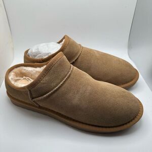 CUSHIONAIRE Women's Faux Shearling Genuine Suede cozy mule slippers +Memory Foam